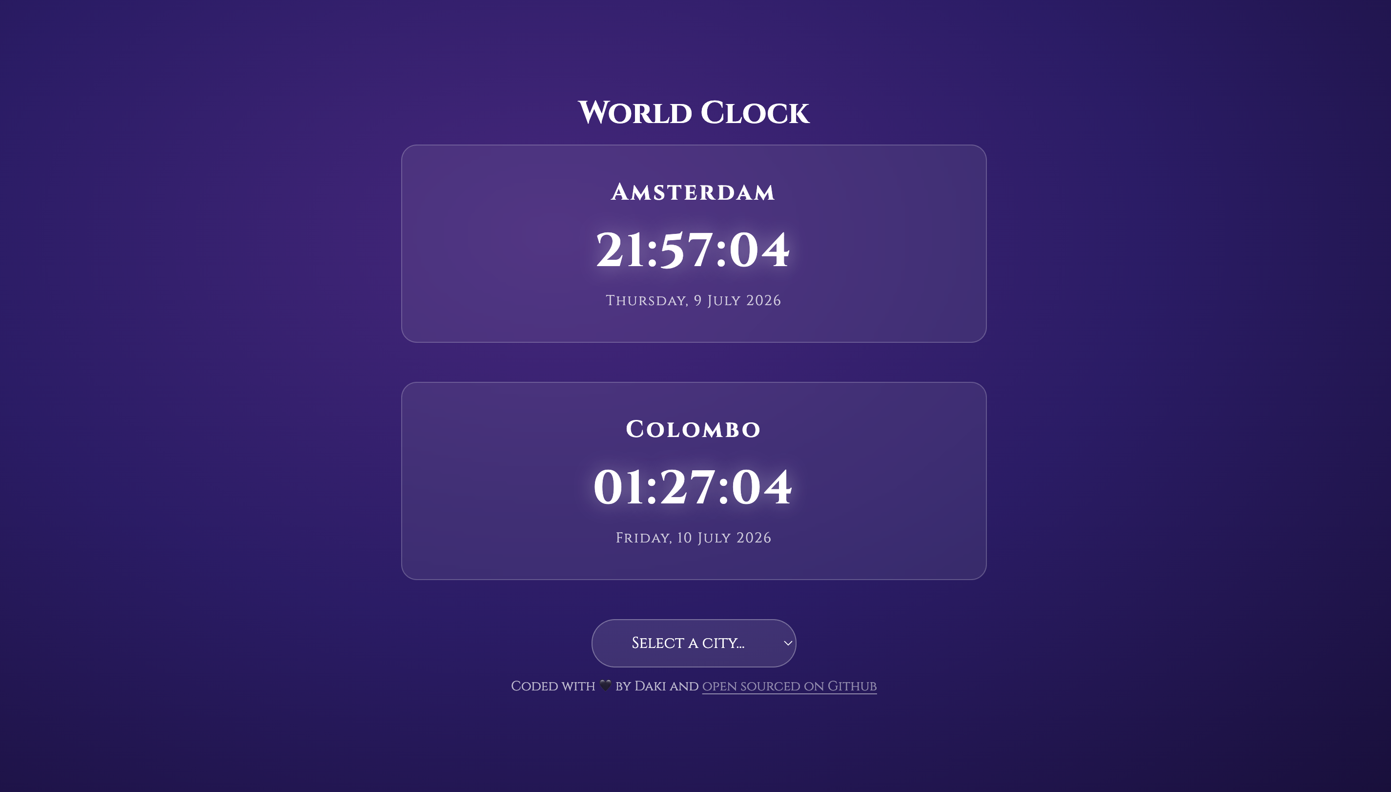 World Clock Screenshot